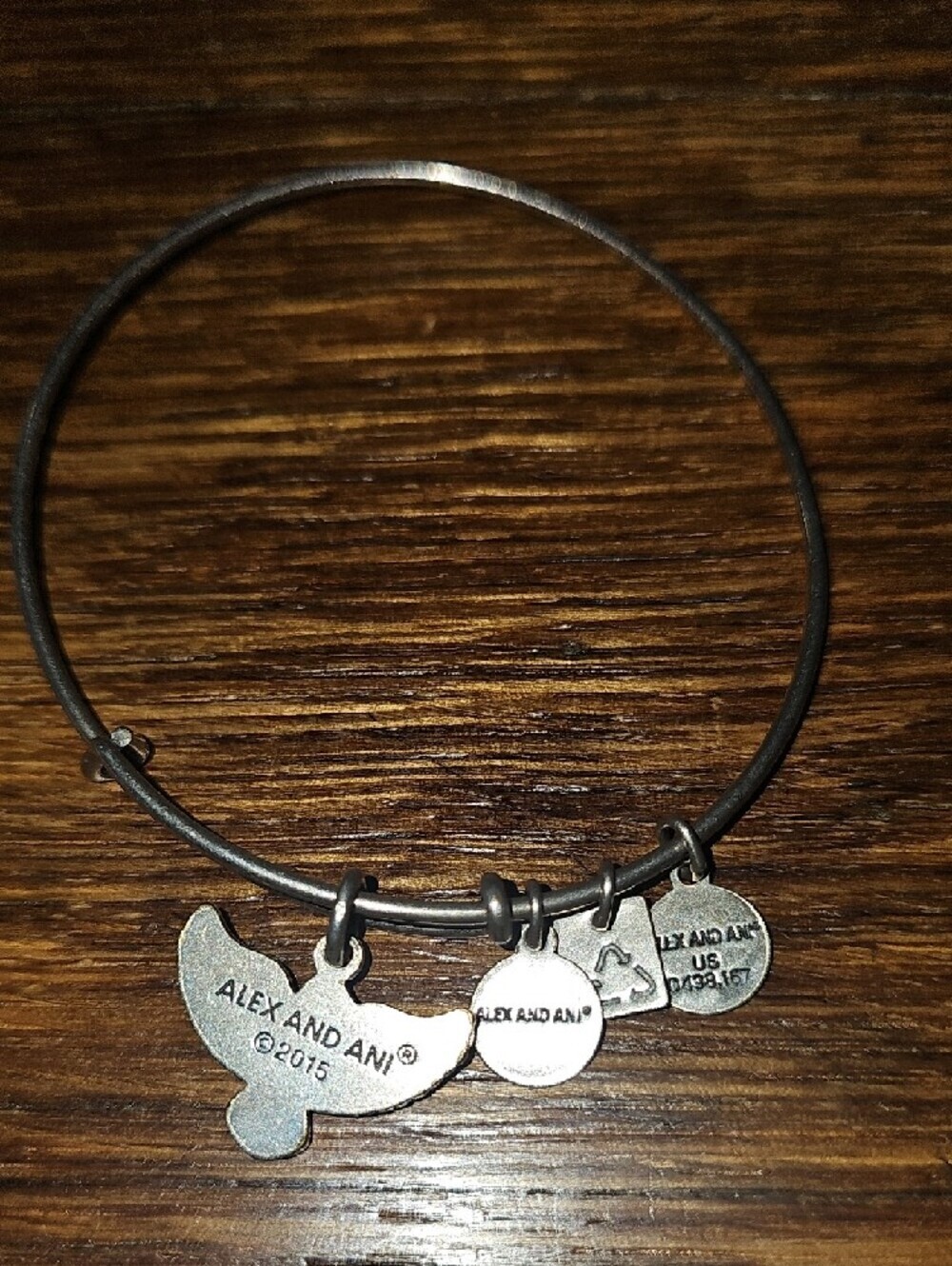 Alex and Ani Silver-Toned Dove Charm Expandable Bracelet - Picture 2 of 2